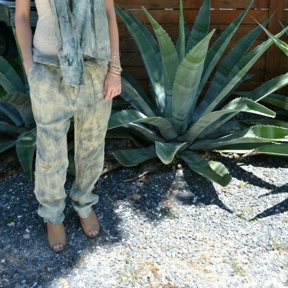 Etoile Isabel Marant Linen Pants Camo Loose M - Picture 4 of 10